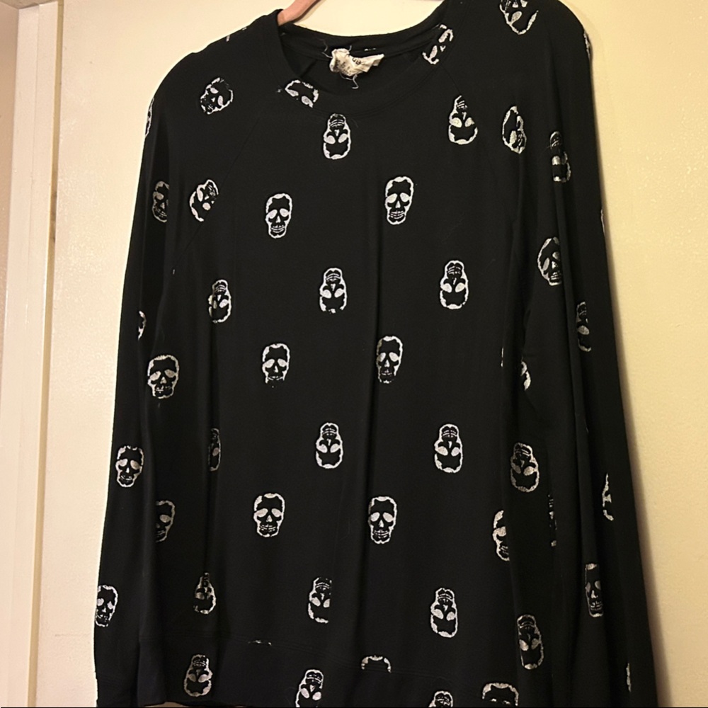 For The Republic Black Skull Sweater